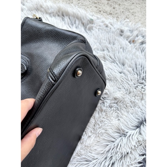 Burberry Authentic Classic Black Leather Textured Tote Plaid Interior - Picture 13 of 15